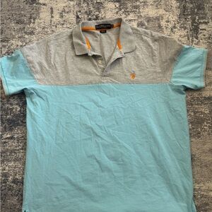 U.S. Polo Assn. Light Blue and Gray Polo Shirt